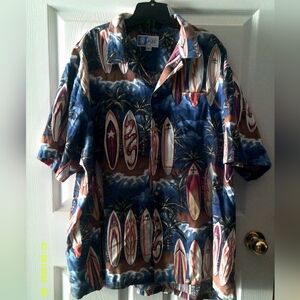 Vintage RJC Men’s Shirt Size 2XL Surfboard Print Button Up Made in Hawaii